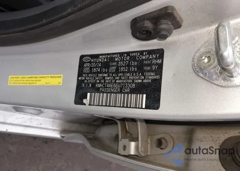 2014 Hyundai Accent Gls z USA, uszkodzony, nr VIN KMHCT4AE6EU713308